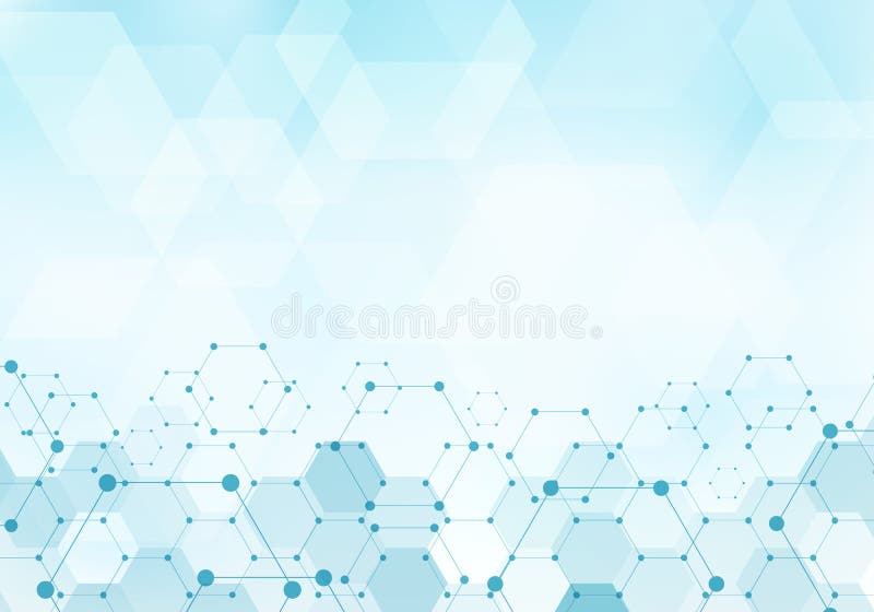 Abstract hexagons pattern molecule on blue background technology digital concept with copy space. Geometric elements for design vector illustration Abstract hexagons pattern molecule on blue background technology digital concept with copy space. Geometric elements for design vector illustration