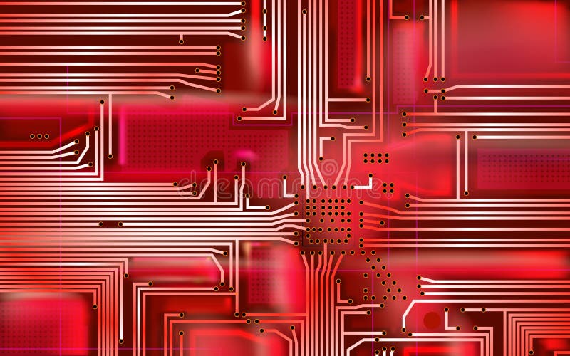 Abstract Hi-tech composition electronic red background. Industrial printed circuit board variant concept. Vector technical art royalty free stock images Abstract Hi-tech composition electronic red background. Industrial printed circuit board variant concept. Vector technical art royalty free stock images