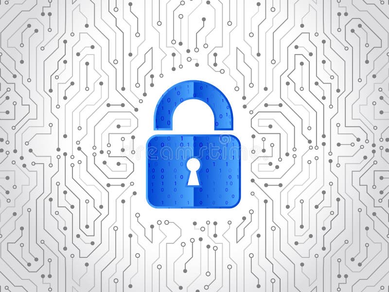Abstract high tech circuit board. Technology data protection concept. System privacy, network security. royalty free illustration