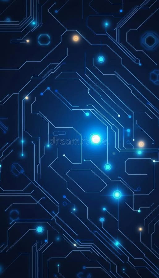 Abstract High Tech Circuitry Pattern with Glowing Nodes in a Minimalist and Futuristic Design vector illustration