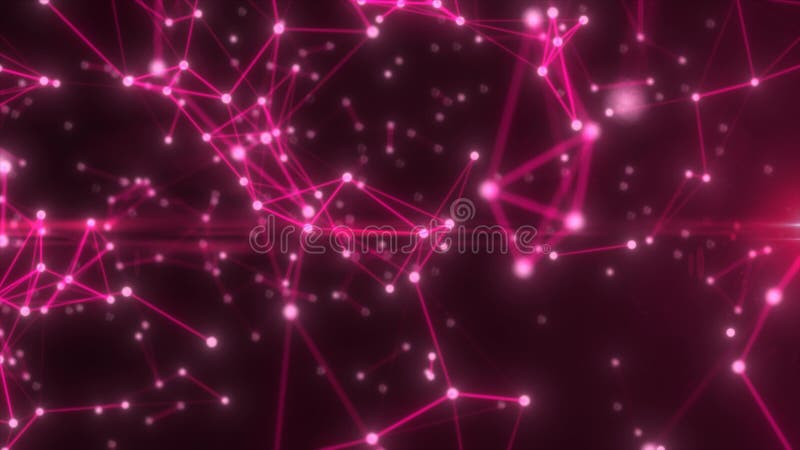 Abstract high tech red glowing lines with dots and plexus triangles, abstract background. Video 4k, motion design royalty free illustration