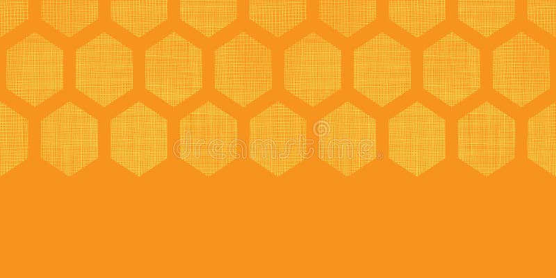 Abstract honey yellow honeycomb fabric textured horizontal seamless pattern background stock illustration
