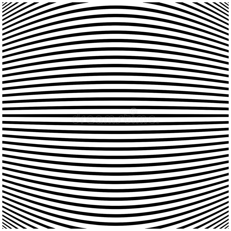 Abstract Horizontal Black and White Striped Curved Background. Stock Vector Illustration of