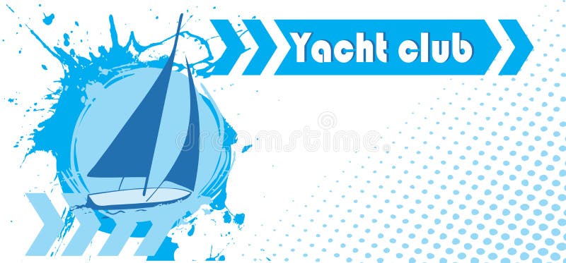 Abstract horizontal yacht club banner vector illustration