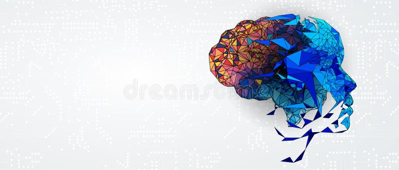 Abstract human brain. Artificial intelligence technology. Science background vector illustration