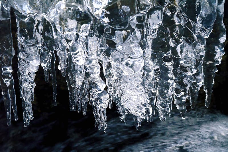 Abstract icicles from melting snow
