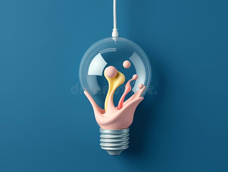 Abstract idea in a light bulb. Colorful, creative, and unique. Perfect for innovation and solution concepts. stock illustration