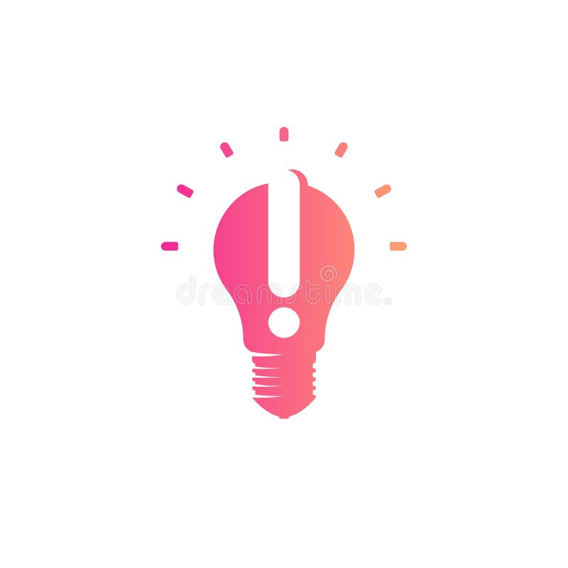 Abstract idea symbol, lightbulb eureka sign gradient color vector isolated logo on white background. stock illustration