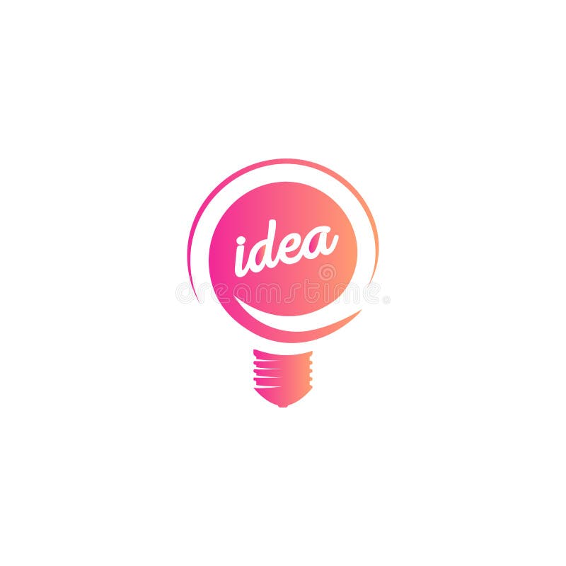 Abstract idea symbol, lightbulb eureka sign gradient color vector isolated logo on white background. vector illustration
