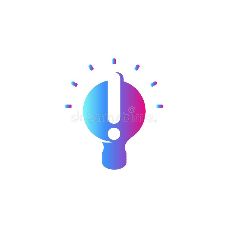 Abstract idea symbol, lightbulb eureka sign gradient color vector isolated logo on white background. stock illustration