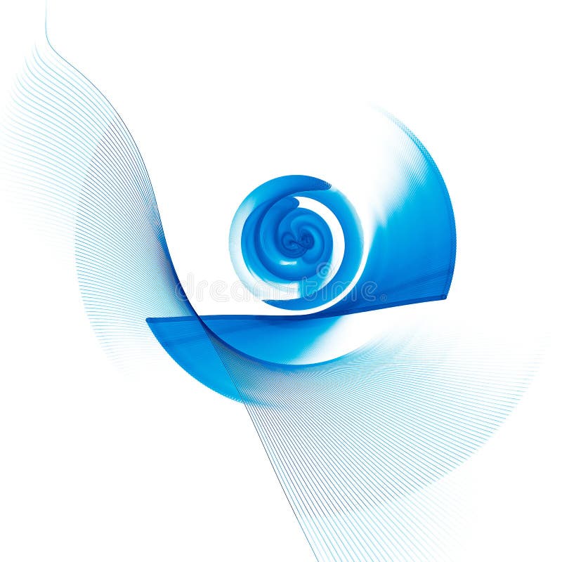 Abstract illustration with blue fractal technology spiral on whi vector illustration