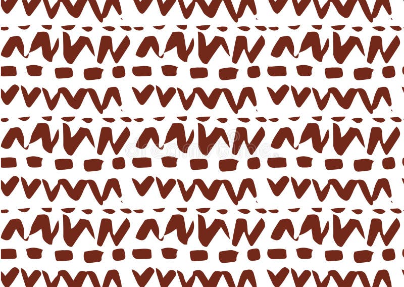 Abstract Illustration of Brown Zig Zag Paint Brush Strokes in Seamless