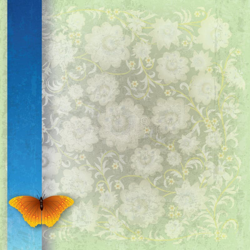 Abstract illustration with butterfly and flowers