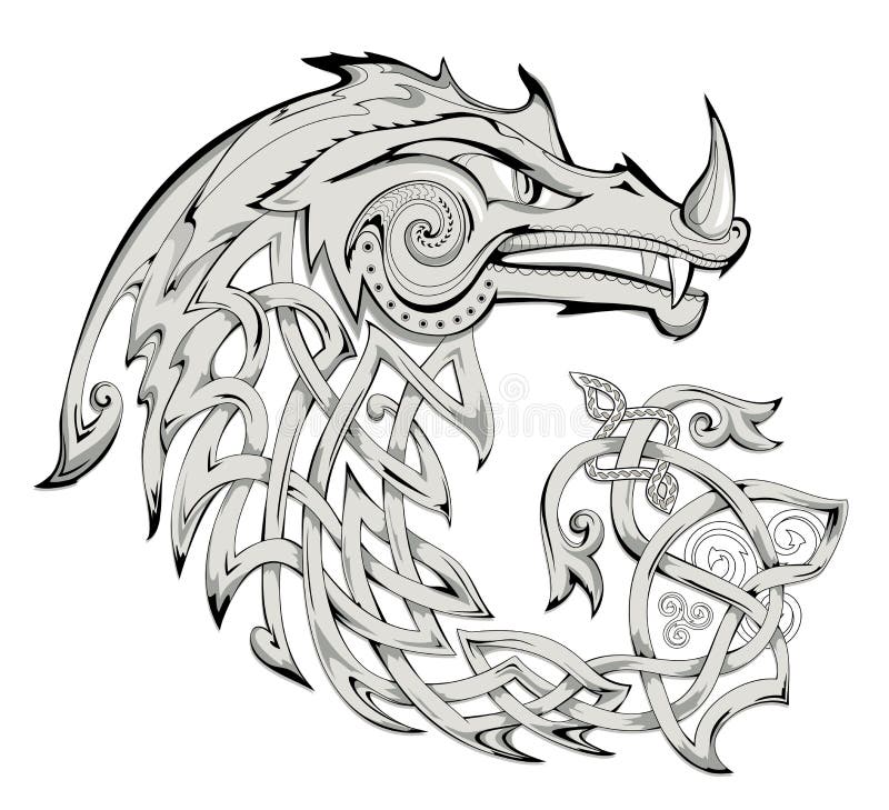 Dragons head, tattoo stock vector. Illustration of alien - 53717004
