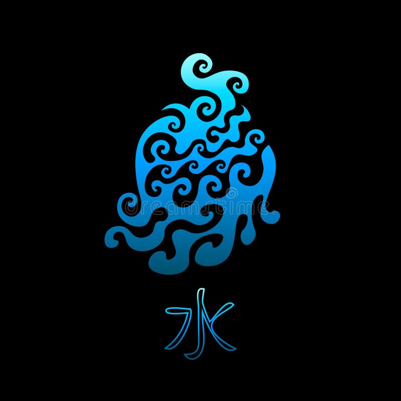 Abstract Illustration of Element of Water and Hieroglyph `water Stock