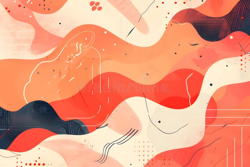 Abstract illustration with flowing shapes and colors in warm tones ilustração do vetor