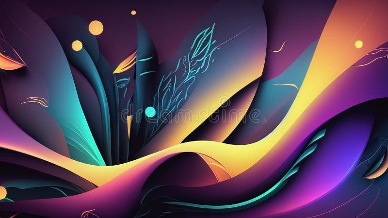 Abstract Illustration With Fluidly Colorful Wallpaper 4k Stock