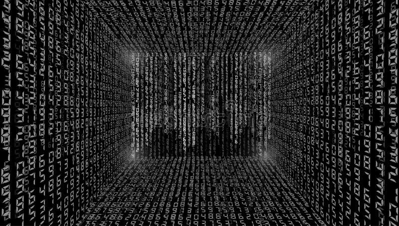Abstract illustration. Vector streaming binary code background. royalty free illustration