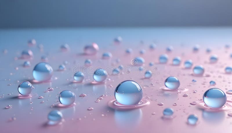 Abstract Image of Blue Water Droplets on a Blue and Pink Background