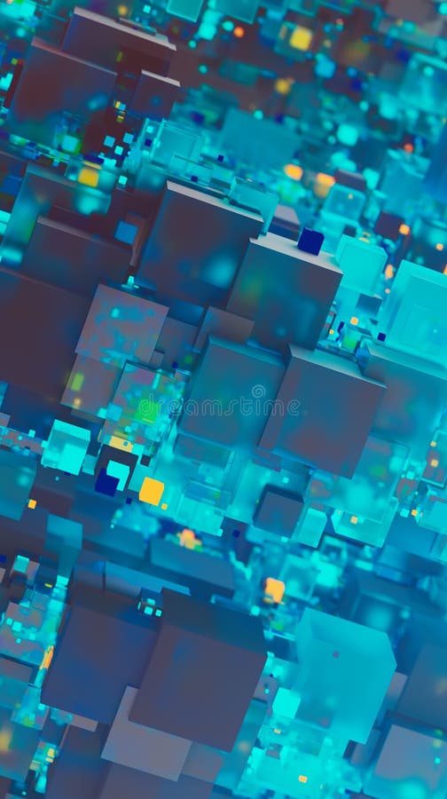 Abstract image of cubes background in blue toned stock illustration