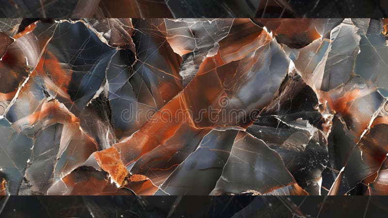Abstract image of dark marbled stone with orange and blue hues ilustração do vetor