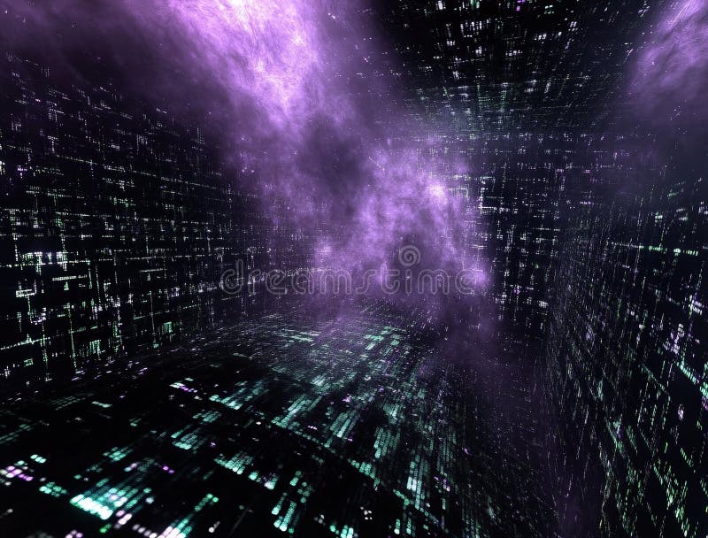Digital Matrix Purple Nebula Space vector illustration
