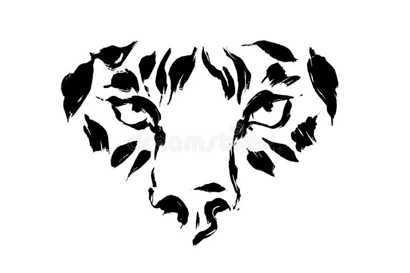 Abstract image of the face of a tiger close-up. stock illustration