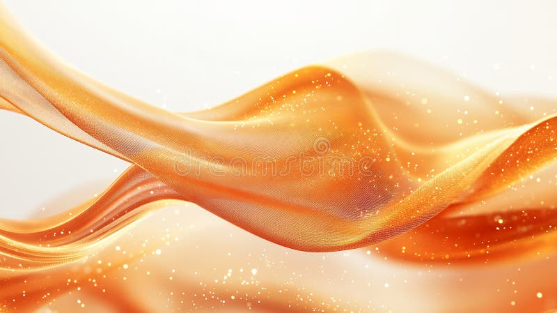 Flowing amber fabric with luminous sparkles and delicate folds design royalty free illustration