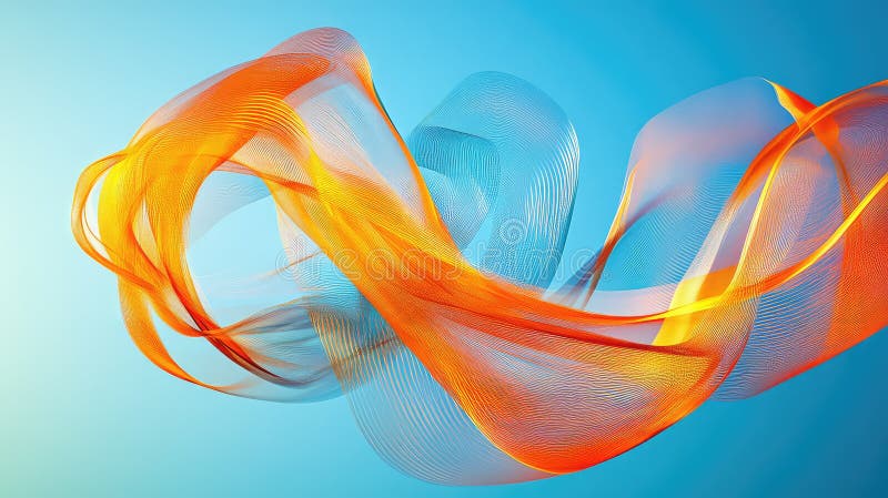Abstract Image Featuring Glowing Orange and Blue Lines Against a Blue Background, Suggesting Motion and Energy royalty free stock photography
