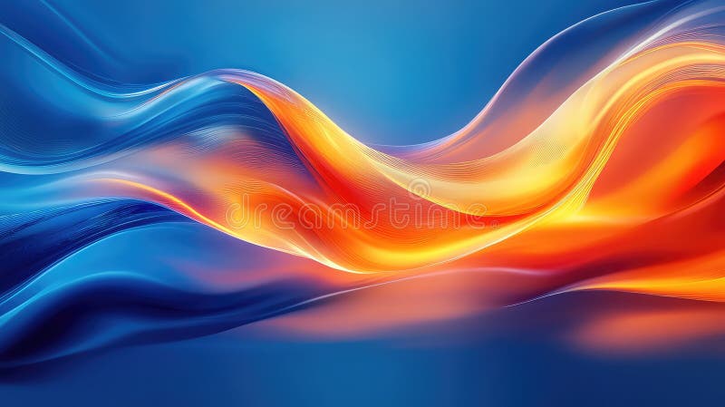 Abstract Image Featuring Glowing Orange and Blue Lines Against a Blue Background, Suggesting Motion and Energy royalty free stock photos