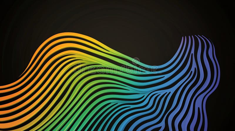 Abstract Multicolored Pixelated Waves on Black Background royalty free illustration