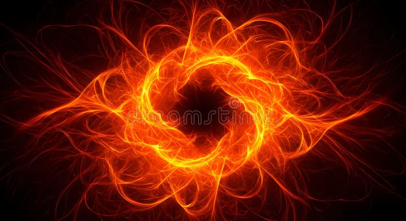 Abstract fiery vortex with dark center stock illustration