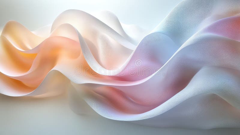 Abstract Image of Interwoven Pastel Colored Wavy Lines on a White Background stock image