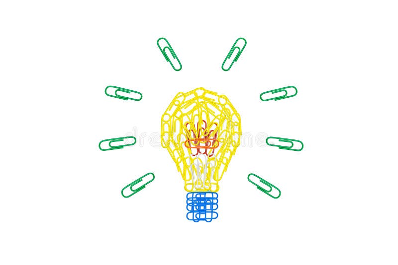 Abstract image of Light bulb make from many colorful paper clips isolated on white background. vector illustration Abstract image of Light bulb make from many colorful paper clips isolated on white background. vector illustration