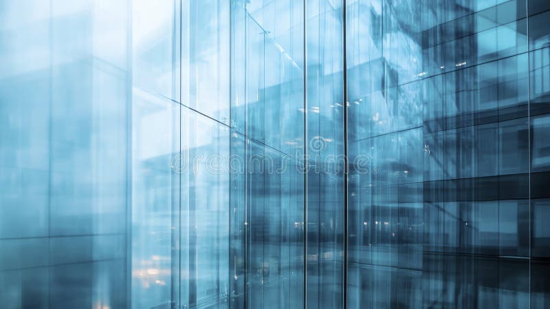 Abstract Glass Building Reflection Blues and Greys stock illustration