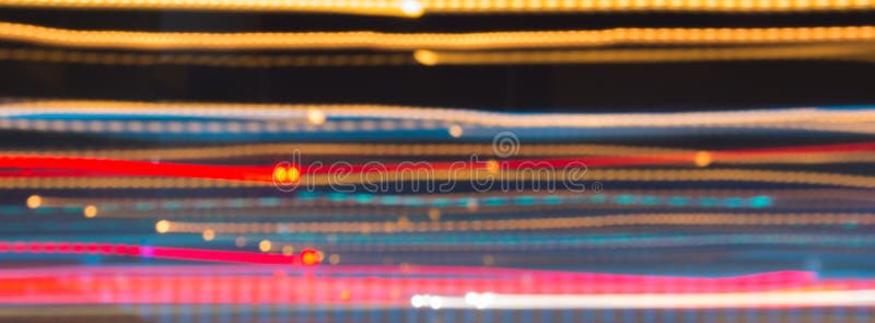 Abstract image of night lights in motion blur in the city.