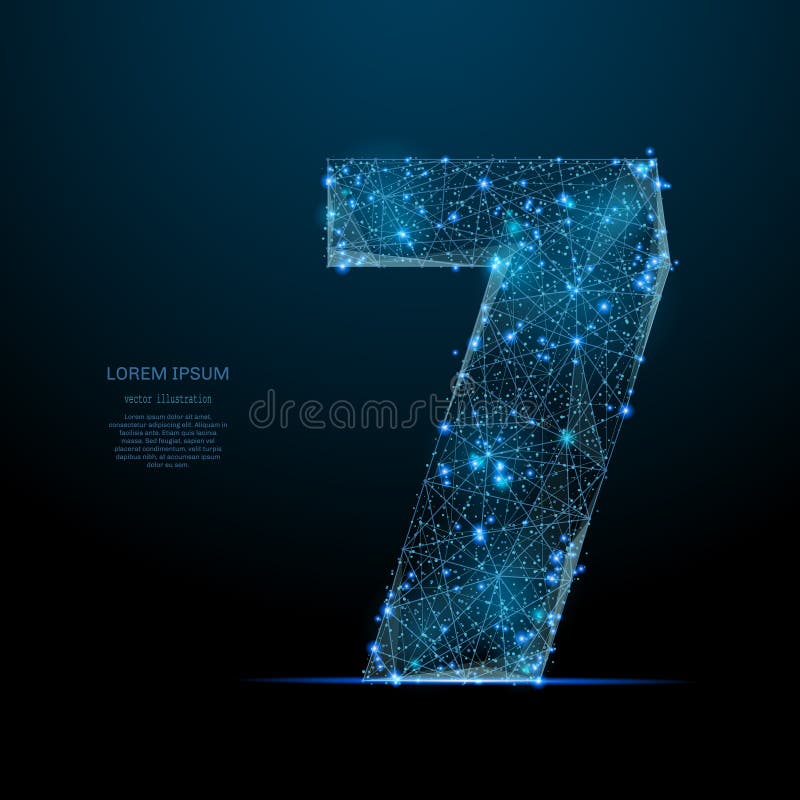 Number seven low poly blue