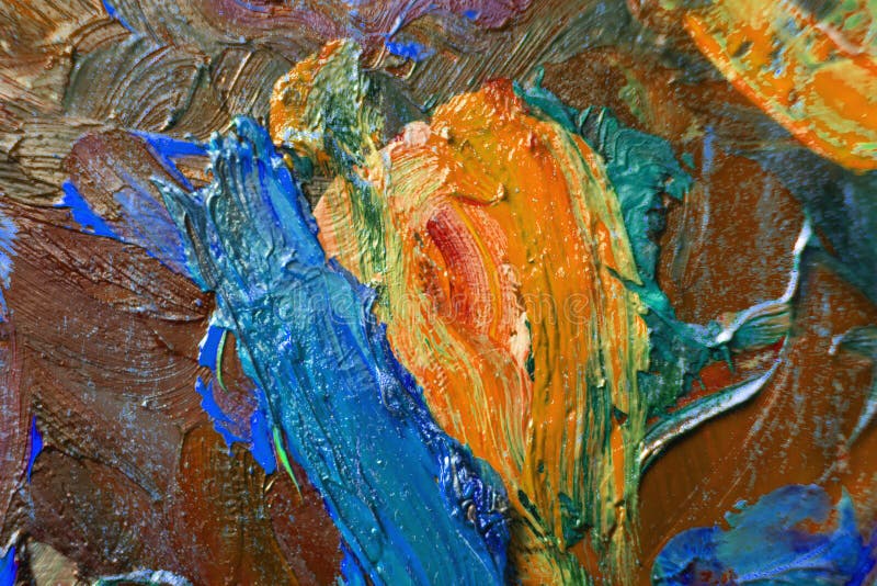 Abstract Image Painted with Large Sweeping Strokes of Oil Paint on the