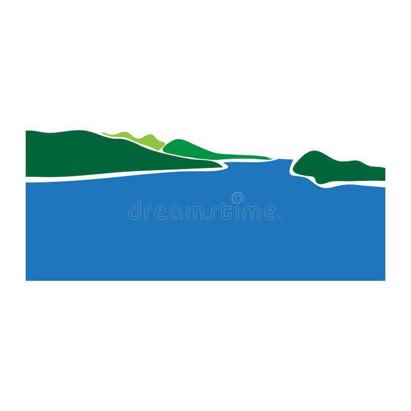 Abstract image of the river flowing among hills vector illustration