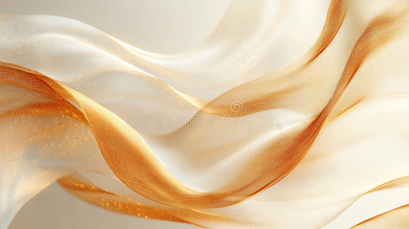 Abstract fluid gold and ivory fabric forming a delicate background texture stock illustration