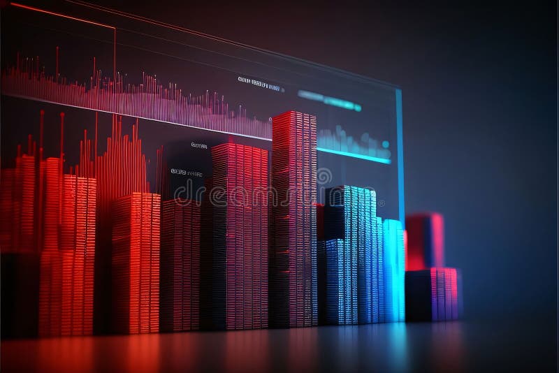 Abstract image of skyscrapers and graphs on a dark background vector illustration