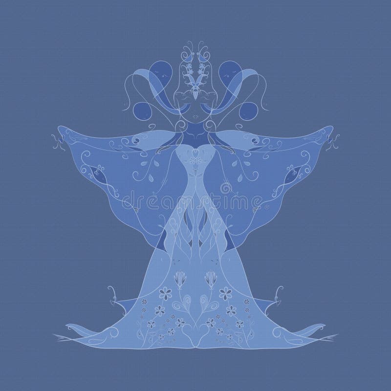 Abstract image, a woman consisting of images of fish, birds, snakes and flowers royalty free illustration Abstract image, a woman consisting of images of fish, birds, snakes and flowers royalty free illustration