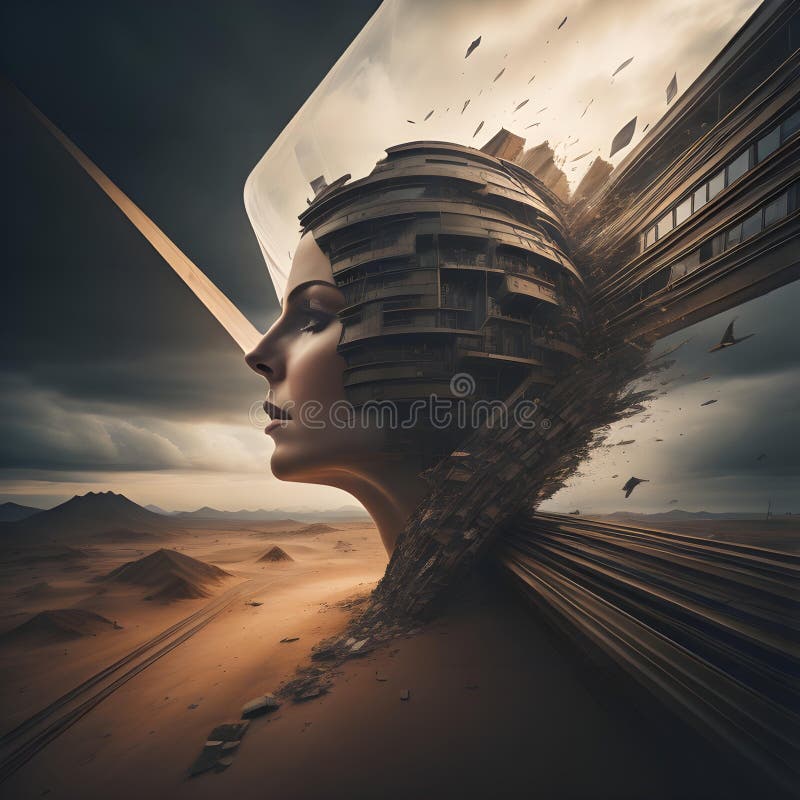 Abstract image of a woman in the desert. generative ai vector illustration
