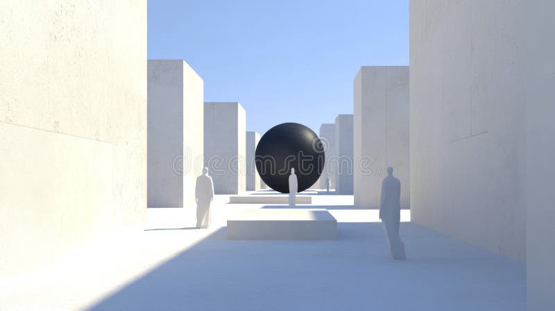 Abstract images embedded in a concrete geometric design stock photos