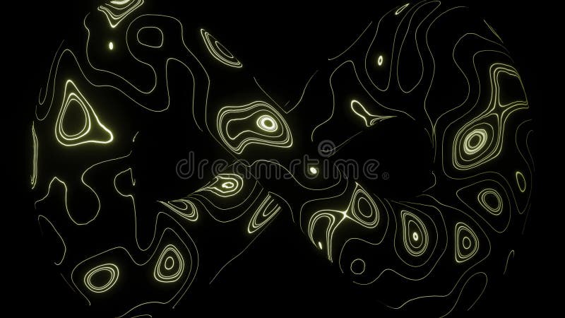 Abstract Infinity symbol with neon oval shaped stains. Action. Endlessly moving surface of 3D symbol of infinity. stock photography