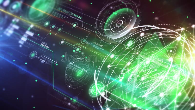 Abstract infographic data flow in virtual space. stock illustration