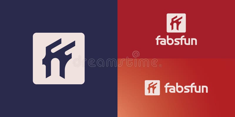 Abstract initial letter F or FF logo in white color presented in multi-color background vector illustration