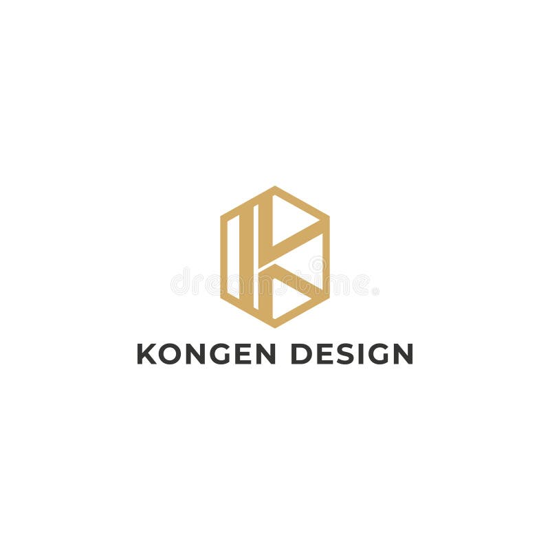 Abstract initial letter KD or DK logo in gold color isolated in white background applied for architectural company logo also suitable for the brands or companies have initial name DK or KD.