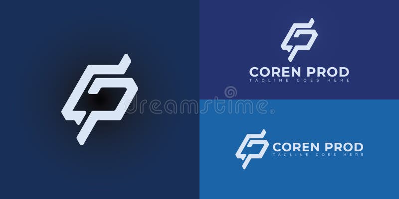 Abstract initial letters CP or PC logo in soft blue color isolated on multiple background colors royalty free illustration