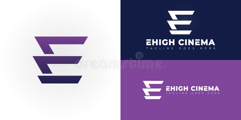 Abstract initial letters EC or CE logo in purple color isolated on multiple background colors vector illustration